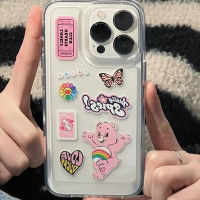 IPhone Case HD Acrylic Hard Case High Clear Case Luxury Metal Button Protection Camera Shockproof Dance Bear Compatible with IPhone 14 Pro Max