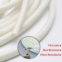 1/5/10/20M Fiberglass Sleeve 600 Deg High Temperature Braided Soft Chemical Fiber Tube  ID 1mm ~25mm Fiberglass Sleeving White