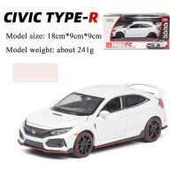 เครื่องหล่อขึ้นรูป1:32 Civic Type R จำลองเสียงและไฟอัลลอยด์ด้านหลังเครื่องประดับ Hiasan Mobil ของเล่นโมเดลรถยนต์สำหรับเด็ก