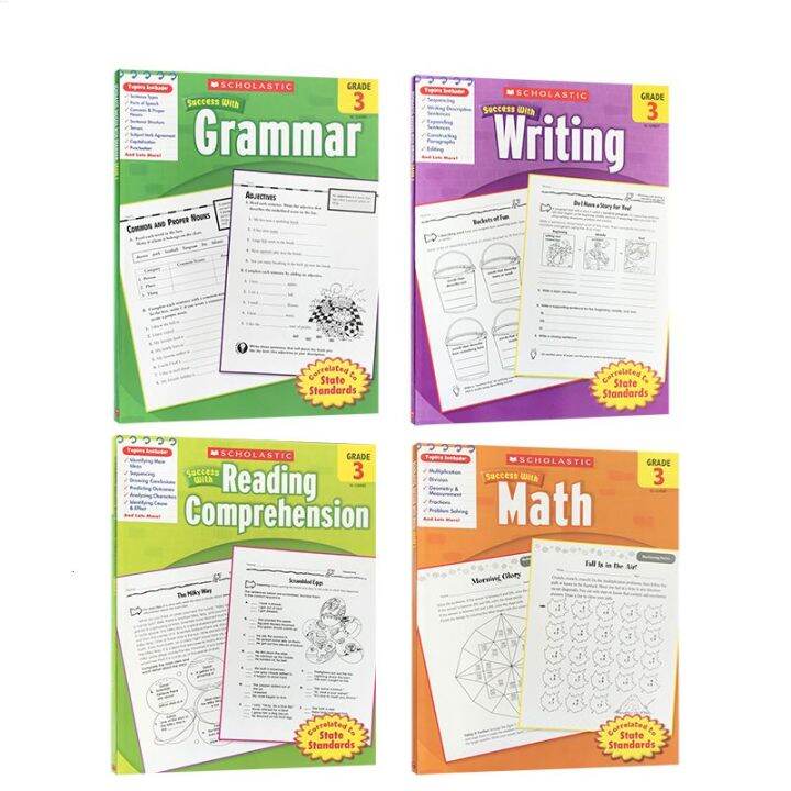 Scholastic Success with math writing reading grammar, Grade3, grade 3,  volumes of English Enlightenment exercise books, homework Lazada PH