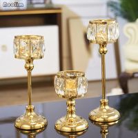 (Gold Seller) NOOLIM Crystal Romantic European Style Table Metal Candlestick For Home Wedding Bar Decor Candle Holder Ornament