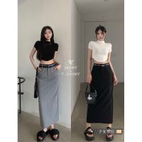 Open Fork Grey Suit Skirts Female Summer New Pencil Skirt Of Tall Waist Skirt Of Black Bag Hip Skirt A Word Skirt