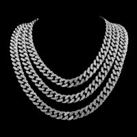 Mens Hip-Hop 1:1 Silver Plated Bling Rhinestone Cuban Necklace Chain Fashion Chain Necklaces