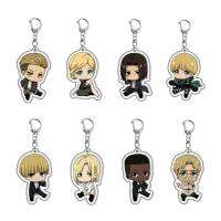 on Keychain Anime Characters Eren Mikasa Armin Pendent Keyring Jewelry