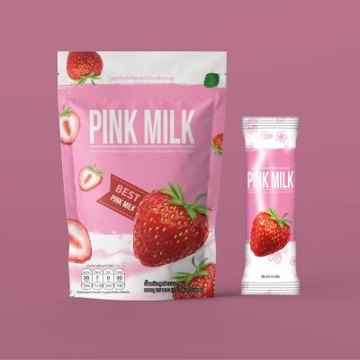นมชมพู Pink Milk Nine เครื่องดื่มปรุงสำเร็จชนิดผง บรรจุ 25 ซอง