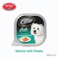 [24 PCS][MANOON] CESAR Salmon&amp;Potato ซีซาร์ ถาด รสปลาแซลมอนและมันฝรั่ง 100 กรัม