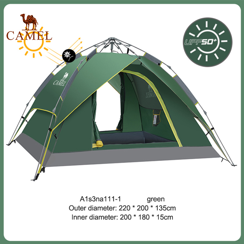 Hydraulic Dome Tent Canopy for Camping Automatic Waterproof Hydraulic Tents 3-4 Person Canopy Easy to Set up and package Green By Qisan 