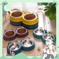 ?Cat you can shop? ?พร้อมส่ง?ชามอาหารสัตว์ หน้ากบ? 2 ช่อง Frog Double Pet Bowl ที่ใส่อาหารสัตว์ ทนทาน แข็งแรง ชามเดี่ยว มีหลายสี