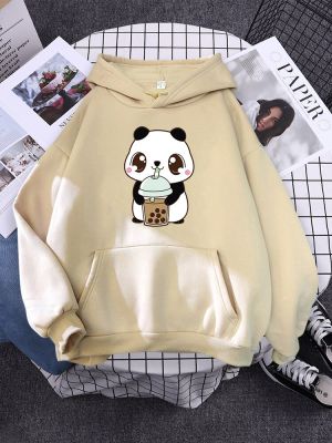 Hoody Little Panda Drinking Milk Tea Print Hoodie Streetwear Cute Winter Clothes Womens Oversized Loose Sweatshirts Women Size Xxs-4Xl