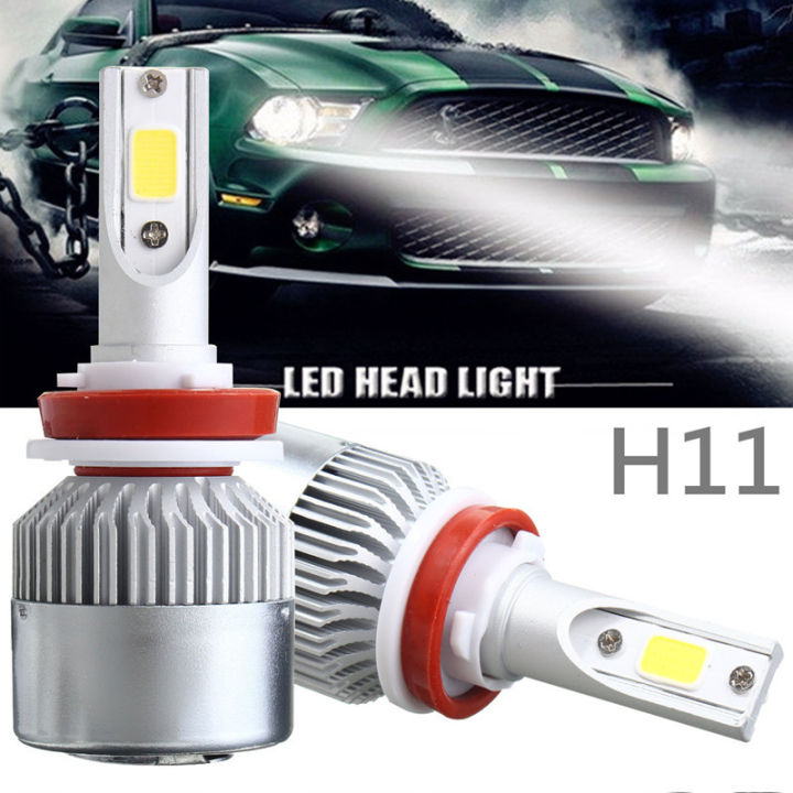 7600lm-หลอดไฟแปลงชุดไฟฉายติดศีรษะรถยนต์ลำแสงไฟ-led-h11-h9-h8-6000k-72w