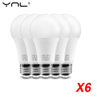 6ชิ้นหลอดไฟ LED E27 6วัตต์9วัตต์12วัตต์15วัตต์18วัตต์ AC 220โวลต์หลอดไฟ LED เย็นอบอุ่นสีขาวความสว่างสูงตกแต่งบ้านโคมไฟ LED สปอตไล