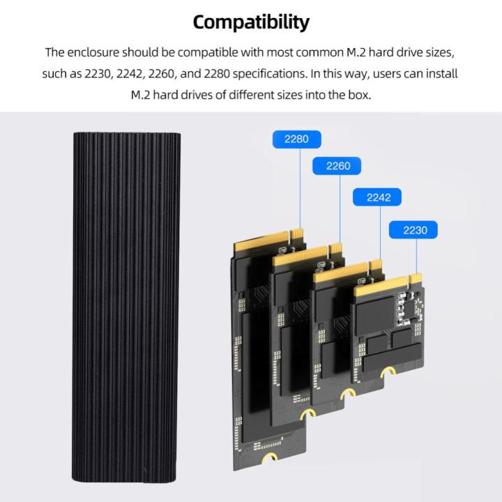 m-2กล่องใส่ฮาร์ดดิสก์-gen-2-nvme-กล่องใส่ฮาร์ดดิสก์ฮาร์ดไดร์ฟพกพาสะดวก-ssd-เคสภายนอกสำหรับ2230-42-60-80-m-2-ssd-nvme