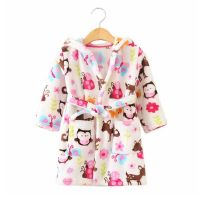 【LZ】❖  Bebê menina pijamas robe crianças roupões de banho flanela inverno crianças pijamas robe infantil camisola para meninos meninas pijama