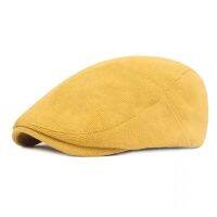 Spring Autumn Berets Hat Men knitting Visor Cap Casual Fashion Women Beret Solid Yellow Blue Peaked Flat Cap Duckbill Hat