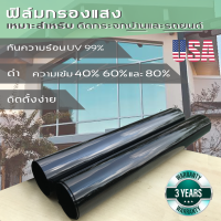 (ราคาต่อเมตร)ฟิล์มกรองแสง ดำไม่มีปรอท ความเข้ม40% 60% 80%  กันความร้อน UV99% สำหรับบ้าน และ รถยนต์