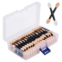 hot【DT】☃﹉  120PCS Disposable Sides Sponge Applicators with Container 2.44 Length Eyeshadow Brushes Makeup Applicator