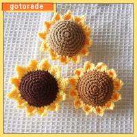 GOTORADE 2pcs ดีไอวาย หัวดอกไม้โครเชต์ กิ๊บติดผม ถักด้วยมือ หัวดอกทานตะวัน ที่มีคุณภาพสูง อุปกรณ์เสริมเข็มกลัด ดอกไม้จำลอง บ้านในบ้าน