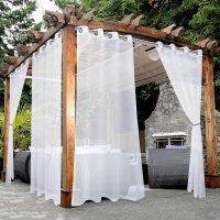 Voile Sheer Curtains Outdoor Waterproof Pergola Patio Curtains Eyelets Garden White Tulle Curtains Drapes Living Room cortinas