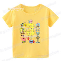 SpongeBob SquarePants Kids T Shirt For Boys T Shirts 1 2 3 4 5 6 7 8 9 years birthday baby cartoon birthday clothing boy T-shirts Yellow summer Short Sleeve children Clothes Squidward Tentacles