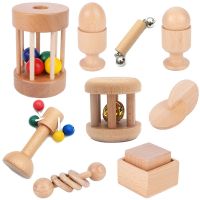 Montessori Wooden Rattle Children Toys Beech Wood Egg Ball Sensory Training Baby Learning Games Educational Toys For Children