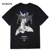 Fashion 100% cotton O-neck Mens T-shirt UNSETTLE Harajuku T-shirts Summer Men/Hip Hop Funny Print Fallen Angel Tshirt Streetwear t shirts Short Sleeve Tops  L9PW