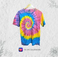 [ทักแชทรับโค้ด] เสื้อมัดย้อมสีรุ้ง สีสวย cotton ผ้ามัดย้อม Tiedye shirt