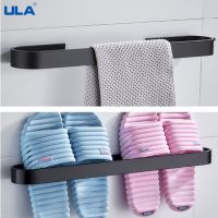 ♙ ULA Slippers Rack Black Wall-Mount Rack Punch Free for Home Shoe Cabinet Plastic Sandal Shelf Bathroom Shelves Space Saving