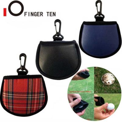 New Golf Ball Washer Cleaner Pouch Bag Clip Hook Belt Valuables Balls Blue Black Colors Men Women Kids PU Leather Drop Shipping Towels