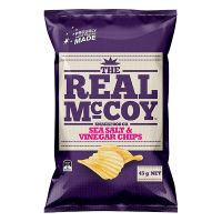 The Real Mccoy Sea Salt&amp;Vinegar Chips 45g เดอะเรียลแมคคอย มันฝรั่งแผ่นหยักทอดกรอบ รสเกลือทะเลและน้ำส้มสายชู ขนาด 45 กรัม (5479)