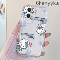 เคส Chenyyka สำหรับ OPPO Reno 7Z 5G Reno 8Z Reno7 Lite Reno8 F21 Pro 5G F21s Pro 5G เคสการ์ตูนลายเฮลโลคิตตี้สีสันสดใสขอบคลื่นเคสมือถือใสเนื้อครีมซิลิโคนกันกระแทกป้องกันเลนส์กล้องเคสนิ่มแบบใส