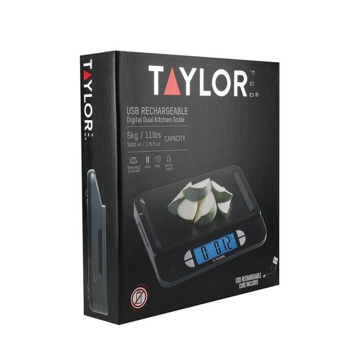 taylor-usa-pro-accurate-usb-c-rechargeable-kitchen-scales-with-tare-function-stainless-steel-11lbs-5kg-5000ml-176-fl-oz-เครื่องชั่งน้ำหนักดิจิตอล