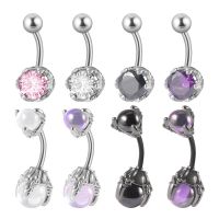 【LZ】✟  Anéis cirúrgicos do umbigo do aço inoxidável Zircônia cúbica redonda Parafuso do Barbell do umbigo Piercing do corpo 14g 1pc