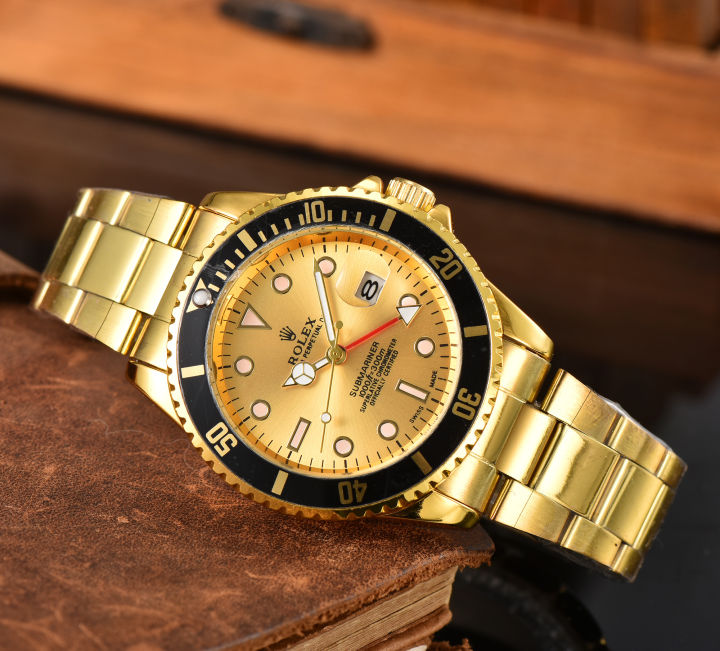 นาฬิกาสำหรับผู้ชาย2022ใหม่นาฬิกาควอตซ์ของผู้ชายคุณภาพสูงสีทองสายสแตนเลสนาฬิกาธุรกิจลำลอง