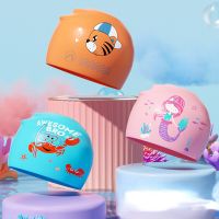 Kids Swimming Cap Mermaid Girl Cute Cartoon Animal Swimming Hat Elastic Silicone Waterproof Ear Protection Swimming Equipment