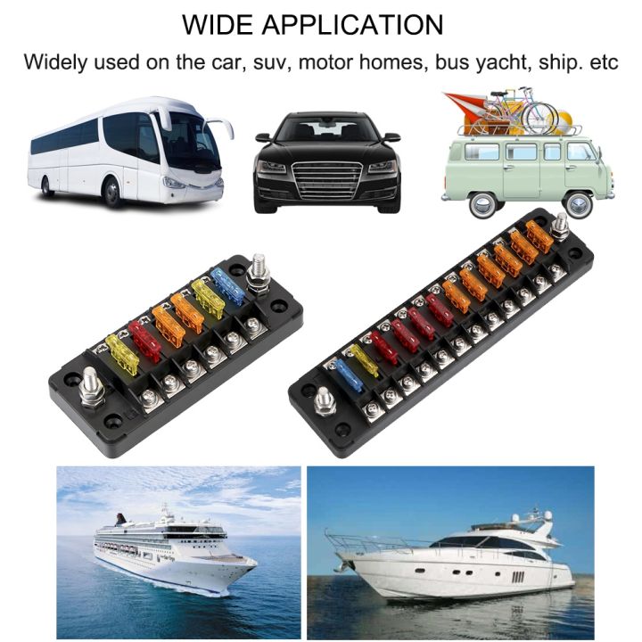 yf-32v-75a-fuse-box-holder-flame-retardant-6-ways-12-blade-block-with-cover-accessories-for-car-marine-boat-truck-trailer