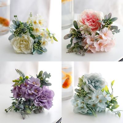 【CC】 Artificial Flowers Bride Silk Bouquet Wedding Garden Decoration Accessories Hydrangea Fake