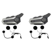 2X Motorcycle Bluetooth Helmet Intercom Universal Pairing Headset CNC Noise Reduction for Half Helmet Silver