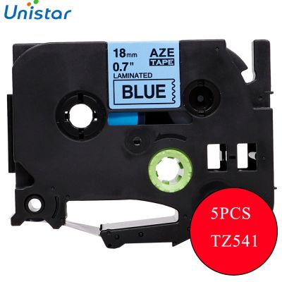 5 PCS Label Printer Ribbons TZ541 18mm Compatible for Brother P-touch Tape TZ Black on Blue TZe541 TZ-541 TZe-541