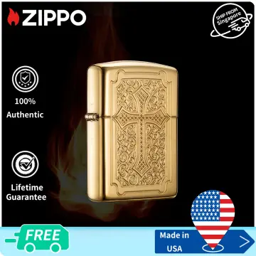 Zippo Pattern Design Armor High Polish Brass Pocket Lighter 
