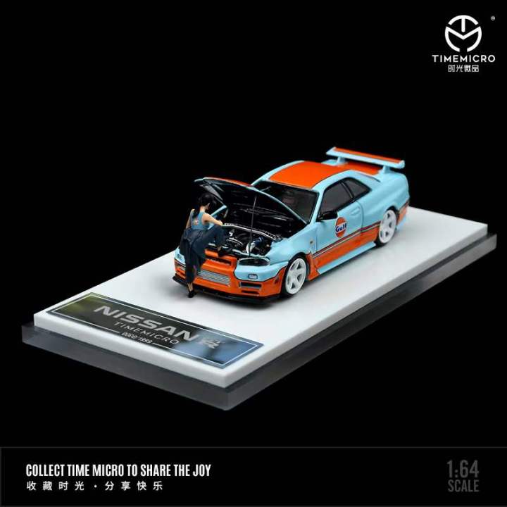 pre-order-time-micro-1-64-nissan-gtr34-gulf-oil-limited2000-diecast-model-car