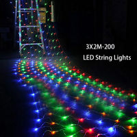 Tail Plug 3*2M 200 LED Wedding Garden New Year Net Mesh Garland LED Christmas Decoration Outdoor Fairy String Light EU US Plug