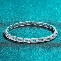 Serenity S925 Sterling Silver Pt950 D Color Full Moissanite Bracelet 2*4mm Emerald Cut Womens Luxury Group Bracelet Wholesale