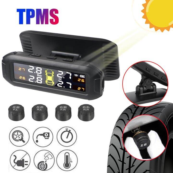 Sgerhtr Car Tpms Tyre Pressure Monitor Temperature Warning Fuel Save Solar With External