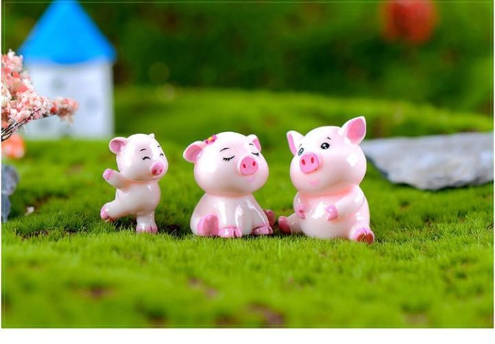 ตุ๊กตาจิ๋ว-หมูสีชมพูตกแต่งสวนถาด-แต่งสวนจิ๋ว-แต่งเค้กแต่งบ้าน-diyได้ด้วยตัวคุณเอง