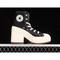 Chuck Taylor All Star1970s black and white high heels style high top canvas shoes