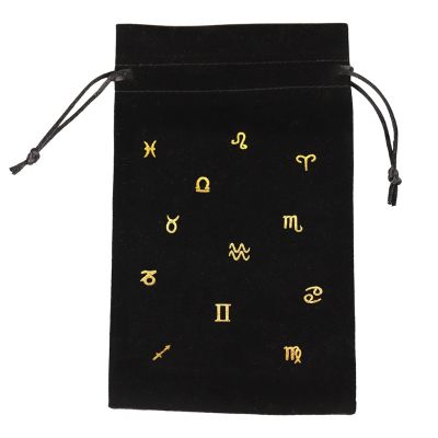 Constellation Oracle Card Storage Bag Drawstring Jewelry Pouch Soft Flannel Playing Cards Dice Bag For Witch Divination