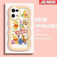 เคส JIUMOO สำหรับ OPPO Reno 7 4G Reno 8 4G Pro F21ลายการ์ตูนวินนี่ช้อนส้อมมีดหมีพูห์ทิกเกอร์สีสันสดใสขอบครีมดีไซน์ใหม่เคสโทรศัพท์แบบใสซิลิโคนป้องกันเลนส์กล้องถ่ายรูปเคสโปร่งใสกันกระแทก