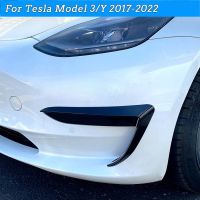 กันชน Stiker Penutup Pisau Angin Alis Pampu Potong Pisau Depan Mobil Untuk Tesla Model 3 Y 2017-2022 Dekorasi Lampu Kabut ABS