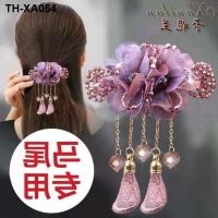 Temperament ancient style tassel spring clip silk hairpin adult womens back ponytail crystal hair