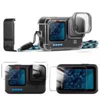 เคสซิลิโคนป้องกันสำหรับ Gopro Hero 11 10 9กระจกนิรภัยสีดำอุปกรณ์ป้องกันหน้าจอฝาปิดเลนส์ติดฟิล์มสำหรับ KPY-013อุปกรณ์เสริม Gopro 11